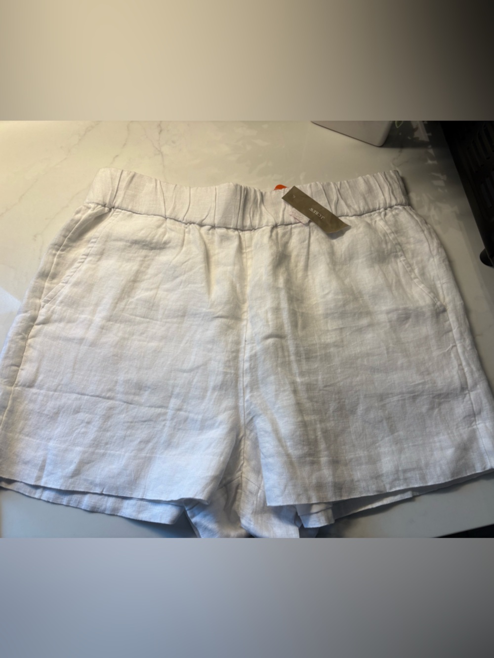 J. Crew White Linen Drawstring Hem Top